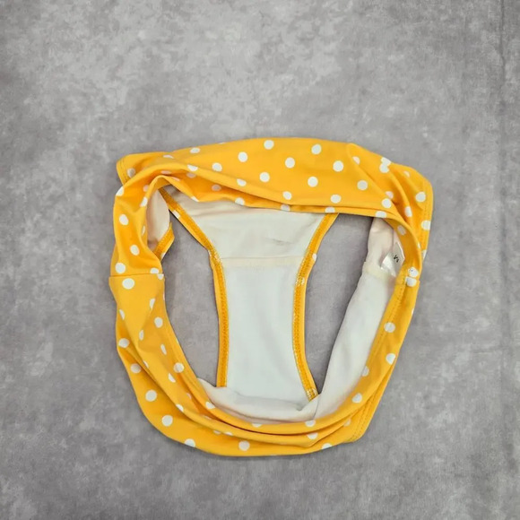 Yellow Polka Dot High Waist Bikini Bottom Swimwear Medium - Picture 6 of 6